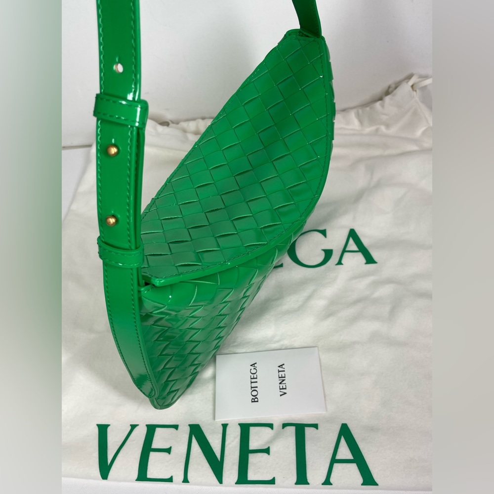 BRAND NEW BOTTEGA VENETA GREEN INTRECCIATO WEAVE SHOULDER LEATHER BAG PURSE - Picture 9 of 13